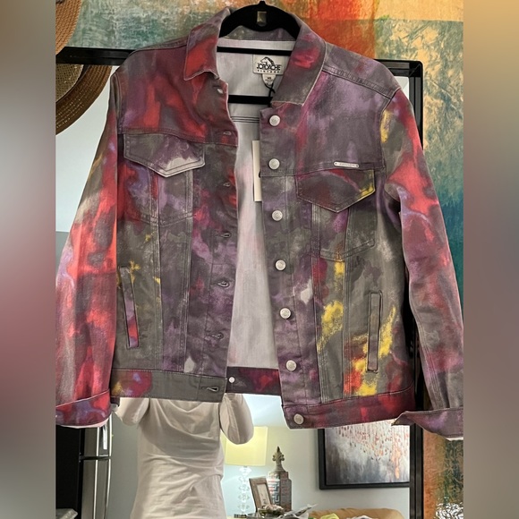 NWT VINTAGE JORDACHE TIE DYE DENIM 80’s COAT.. SIZE XS —ONE OF A kind🤩 - Picture 1 of 13